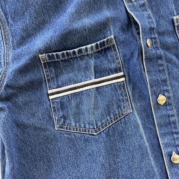 VINTAGE Sean‎ John Denim Jean Shirt Mens Medium Hip Hop Y2K Button Up Streetwear - Picture 2 of 12